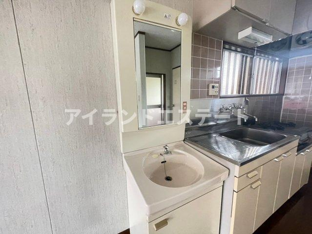 サンテラス　2人入居相談　ペット相談　大型バイク相談の独立洗面台