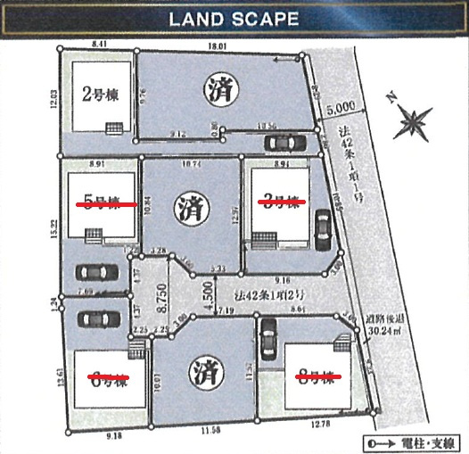 瑞穂町大字殿ヶ谷　全8棟の区画図
