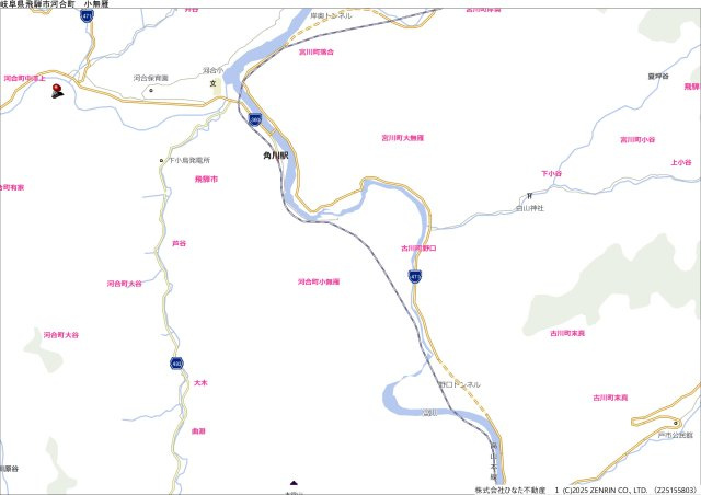 土地　飛騨市河合町有家　80万円の地図