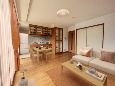 【居間・リビング】 | 藤和ハイタウン梶ヶ谷 | ※バーチャル家具を配置したお部屋の画像です。