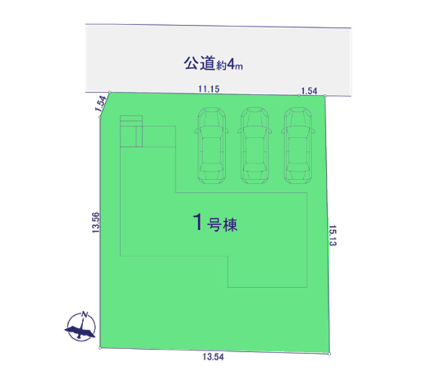 【区画図】 | ズットプラス高崎市下小鳥町1期ー① | カースペースは並列3台駐車可能！