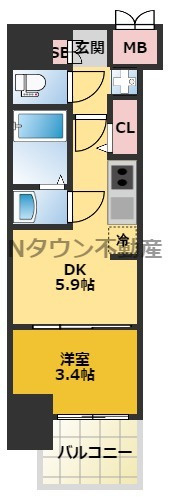 【間取り】 | プレサンスジェネ新栄町駅前葵 | 間取りです。