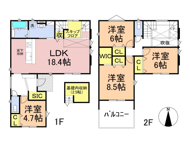 タマタウン　岐阜市西改田　全6区画分譲の間取り|■1号棟　■ヤマダ不動産　株式会社リライフ　
■夢のマイホーム購入をフルサポートします！