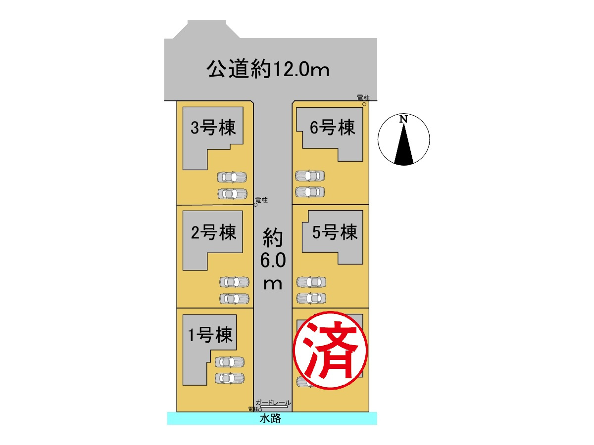 タマタウン　岐阜市西改田　全6区画分譲の区画図|■区画図
■YAMADA電機の　ヤマダ不動産　株式会社リライフ　
いつでもお問合わせ下さい。