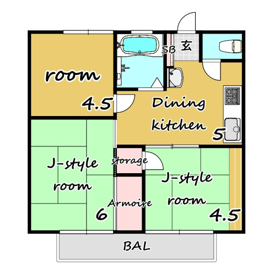 【間取り】 | 美幸ハイツ | ★ペット相談（猫・犬）★バストイレ別★日当たり良好★洗面台★