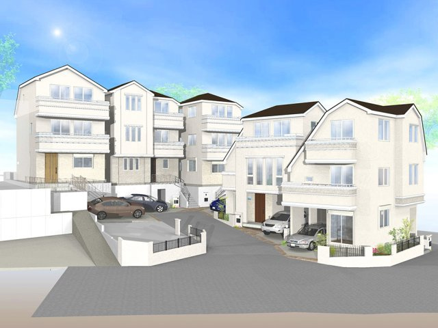 板橋区中台1丁目 全3区画 A区画の外観パース|建物参考パース
A区画　建物面積112.19㎡　建物参考価格2600万円
B区画　建物面積105.56㎡　建物参考価格2500万円
イラストは図面を基に起こしたもので実際の物とは異なる場合がございます