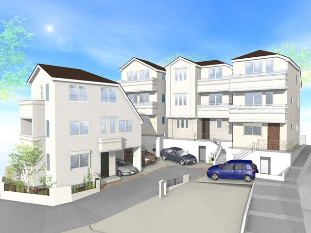 板橋区中台1丁目 全3区画 A区画の外観パース|建物参考パース
F区画　建物面積107.23㎡　建物参考価格2500万円
イラストは図面を基に起こしたもので実際の物とは異なる場合がございます