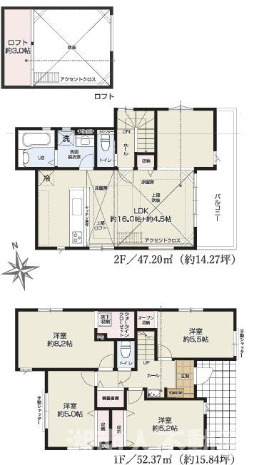 藤沢市鵠沼海岸６丁目４２５７－３新築戸建ての間取り