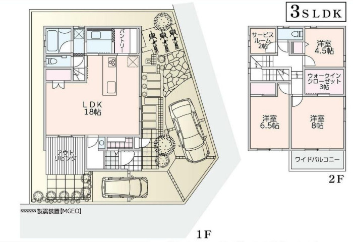 茅ヶ崎市萩園　未入居戸建の間取り