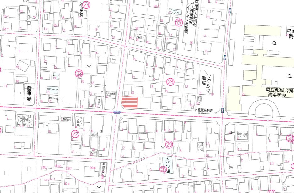 都城市上東町の売地の土地図
