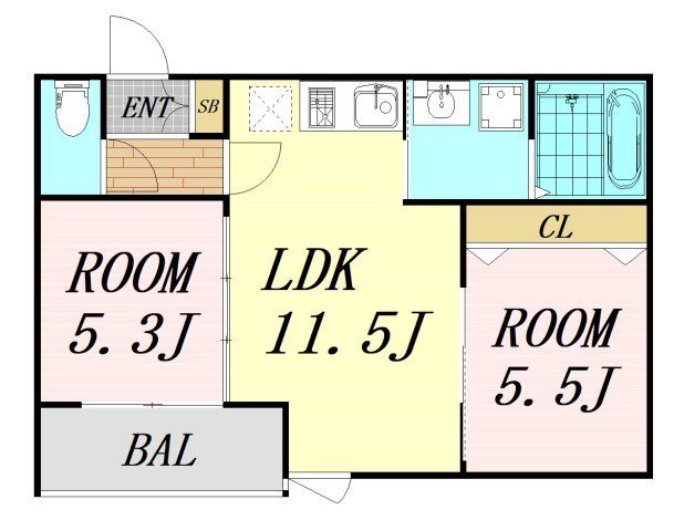 ボヌール緑地公園　仲介手数料無料の間取り