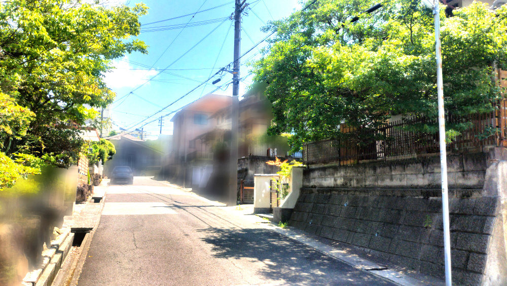 つつじが丘２丁目古家付土地の前面道路含む現地写真|敷地北側公道に接道