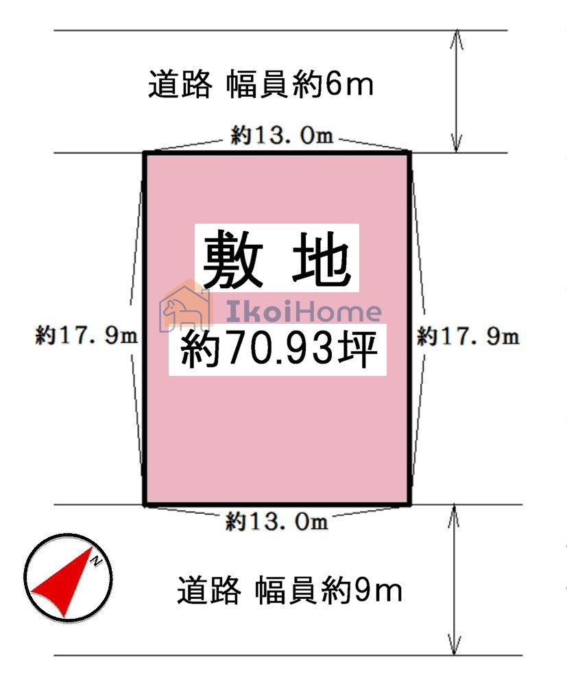 神戸市西区桜が丘東町2丁目　土地の土地図|敷地面積広々70.93坪になります。建築条件なしですので、お好きなハウスメーカーで建築可能です。