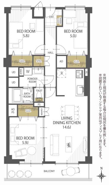 日商岩井福陵マンションの間取り