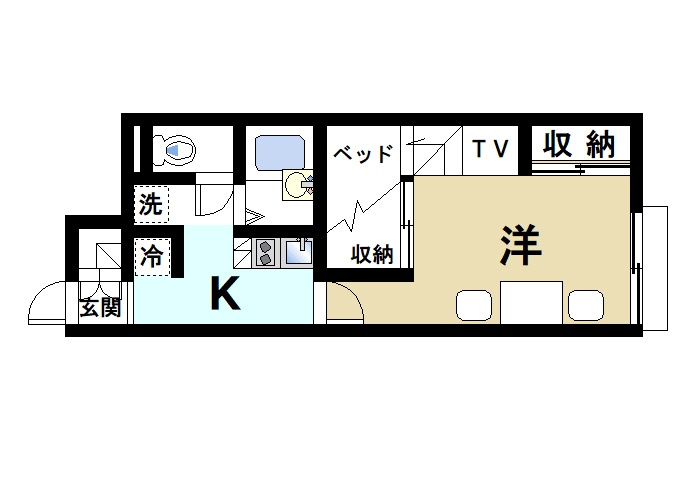 レオパレス富堂の間取り|シンプルでレイアウトしやすい間取りです