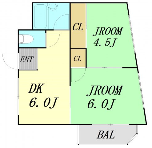 山ノ上ハイツ　仲介手数料無料の間取り