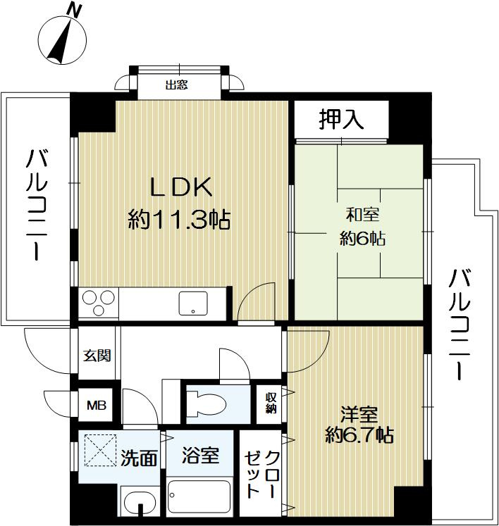 ヴェルドール六甲道の間取り