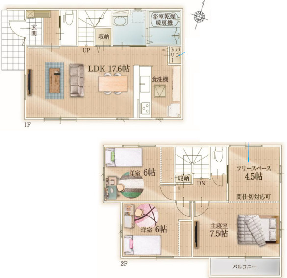 徒歩５分圏内にスーパーがあってお買い物便利の間取り|3LDK