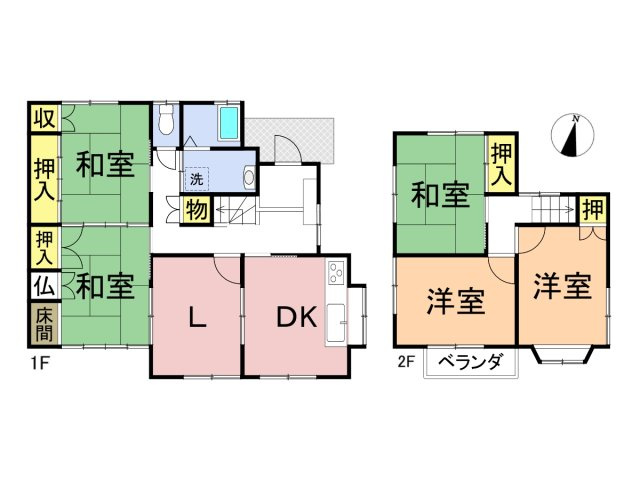 中古戸建　大垣市昼飯町　平成２年築の間取り