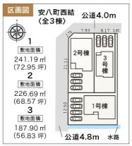 【区画図】 | 安八町西結新築建売全3棟！1.2号棟平屋！お車並列3台可能！ウォークインクローゼットあります♪ | 安八町西結新築建売全3棟！1.2号棟平屋！お車並列3台可能！ウォークインクローゼットあります♪