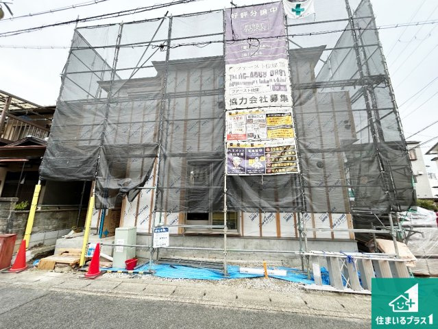京都市右京区梅津北浦町　第1期　新築一戸建ての外観|周辺は落ち着いた街並みの住宅地！子育てがしやすい住環境です！まだ未完成ですが、現地でしかわからない事もございます。是非一度ご覧ください。