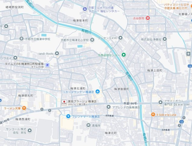 京都市右京区梅津北浦町　第1期　新築一戸建ての地図