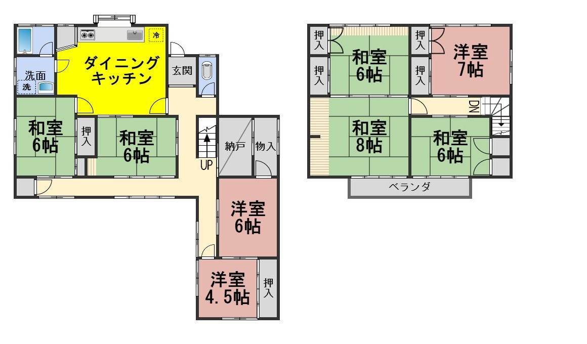 ６５２６９　岐阜市城田寺中古戸建ての間取り