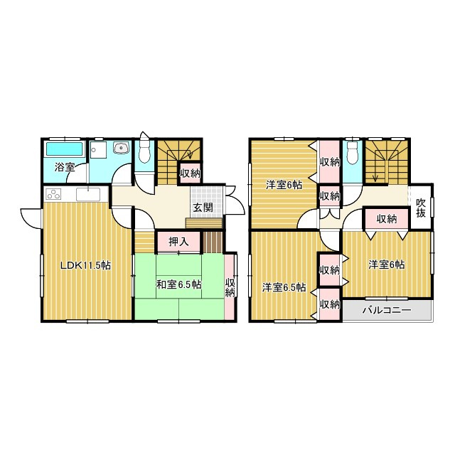 飯塚町中古住宅の間取り|■全室角部屋の明るい間取りです