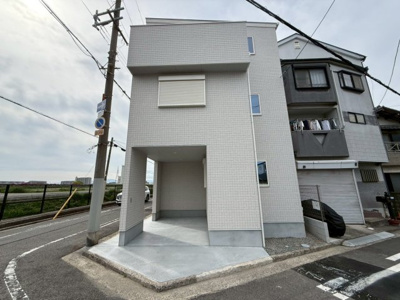【前面道路含む現地写真】 | 浅香山小・北東角地・新築建売・堺市堺区香ヶ丘町3丁