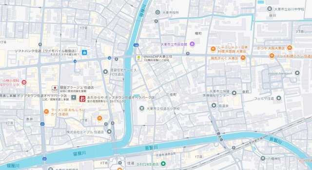 大東市三住町　新築一戸建ての地図