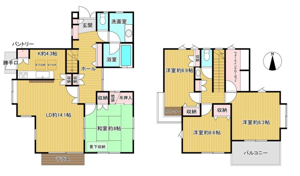 守谷市美園5丁目　中古戸建の間取り