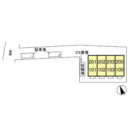 府中市紅葉丘３丁目のアパートの区画図