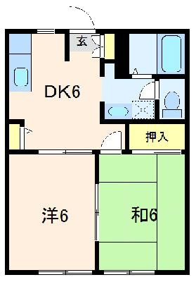 Kハウスの間取り|２DKです。