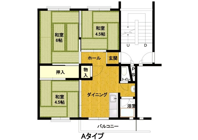兵庫県公社　伊丹鴻池　５B号棟の間取り