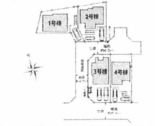 横浜市青葉区荏子田1丁目　新築戸建全4棟の区画図