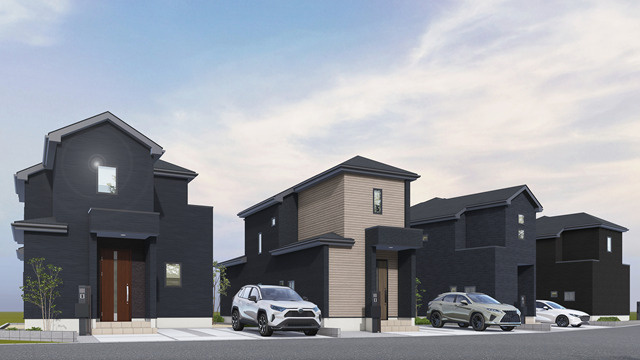 高知市介良乙　9期4棟1号棟　新築戸建ての外観パース|1～4号棟まであります！