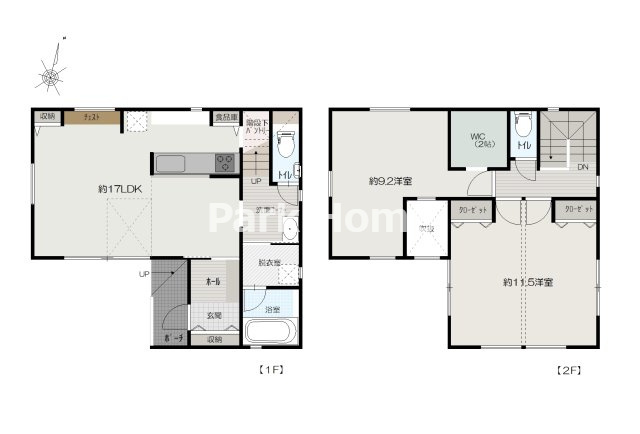 高知市旭町3丁目　新築戸建ての間取り