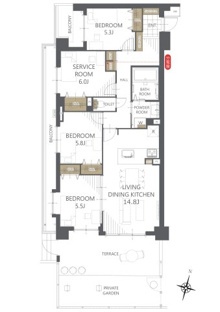 【間取り】コスモ与野ガーデンシティ壱番館 