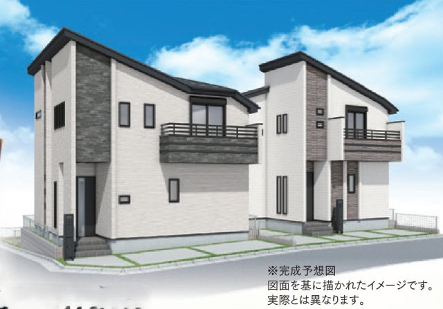 横浜市港北区下田町3丁目 新築戸建て【仲介手数料無料】カースペース2台の外観パース