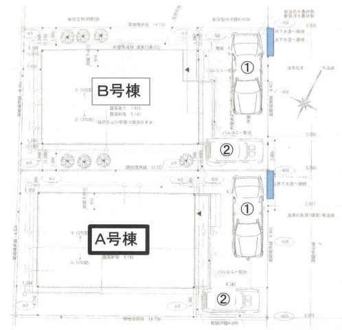 横浜市港南区日限山3丁目 新築戸建て【仲介手数料無料】カースペース2台の区画図