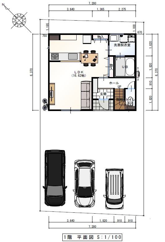 香南市野市町西野　新築戸建　西棟（全2区画）の区画図|駐車場3台