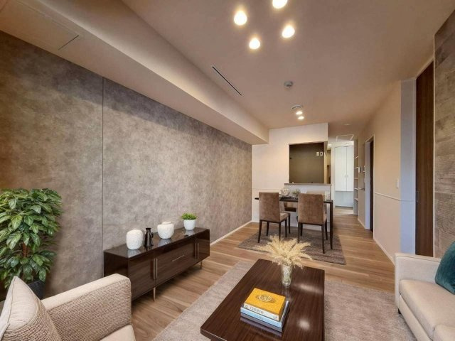 プレミアメゾンの居間・リビング|★リビングダイニングキッチン★※モデルルームの為、家具は付きません※