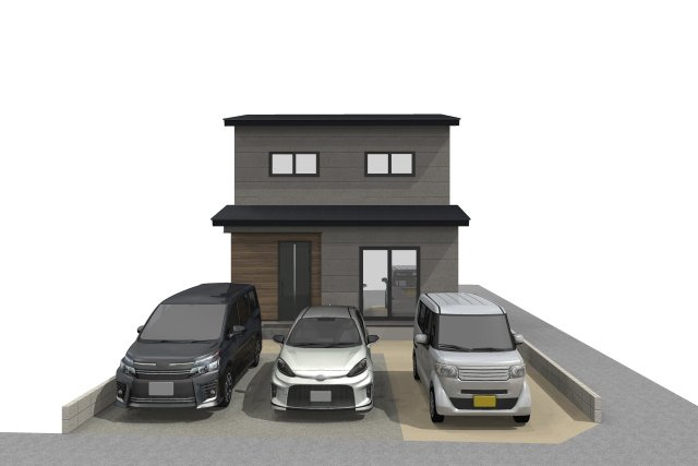 香南市野市町西野　建築条件付き　売土地　東棟　（全2区画）の外観パース|建物プラン例　建物面積　87.35㎡　建物価格　￥21,462,550-