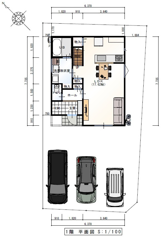 香南市野市町西野　建築条件付き　売土地　東棟　（全2区画）の区画図