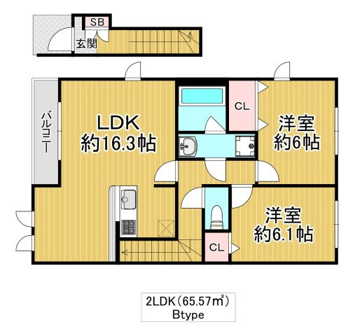 大阪市鶴見区鶴見６丁目のアパートの間取り