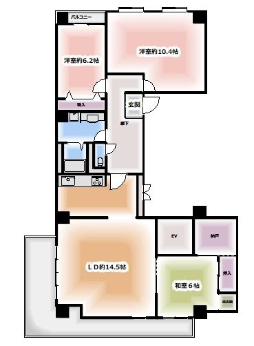 港南台コートハウス２号棟の間取り