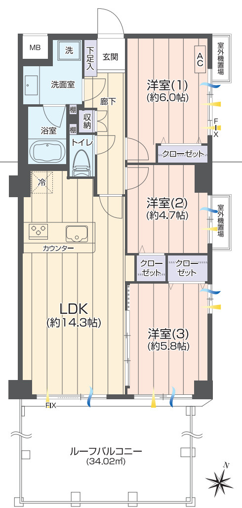 サウスヒルズ横浜弘明寺【仲介手数料無料】ルーフバルコニー