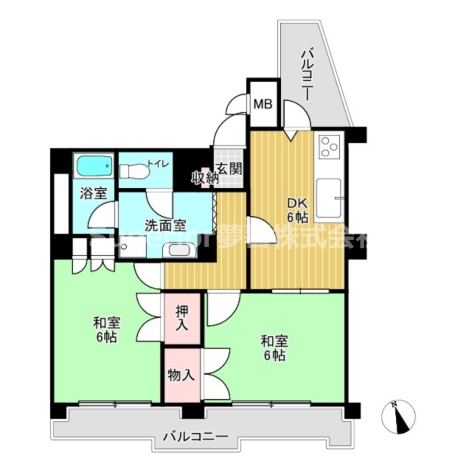 【中古マンション】長岡京シティハイツの間取り|キッチンとも続きまで和室があるので、使いやすいです☆