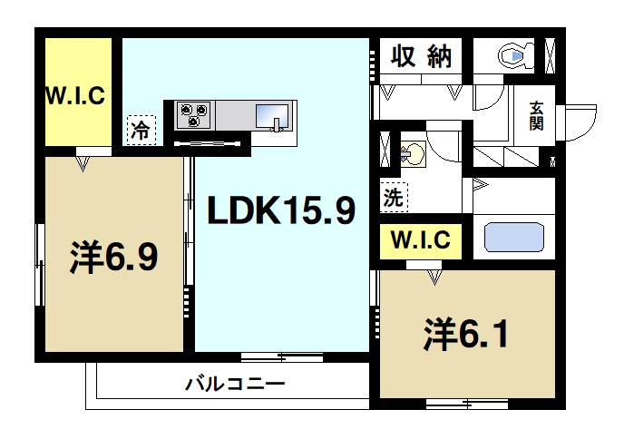 Daiya Soie（ダイヤ ソワ）の間取り|2LDKの間取りです