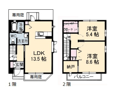 広島市安佐北区落合南４丁目のアパートの間取り